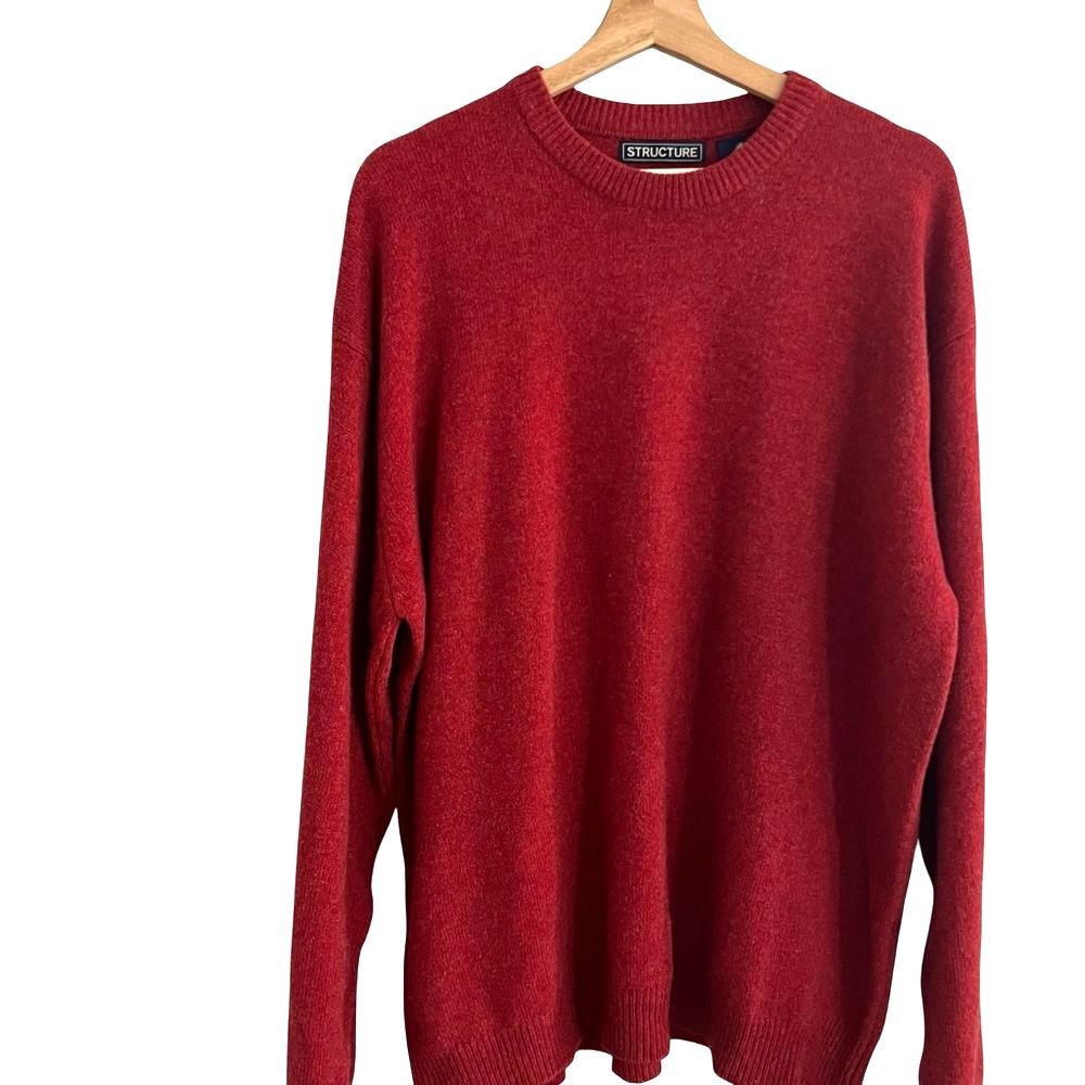 Vintage Structure Mens Lambswool Crewneck Sweater Size XL Preppy Grandpa 90s